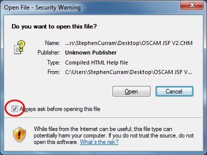 CHM Secirity Warning Dialog
