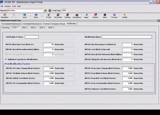 Modifications Input Form
