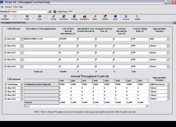 Throughput Input Form