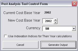 Post Analysis Tool Run Dialog